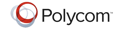 Polycom logo in black and red with no background