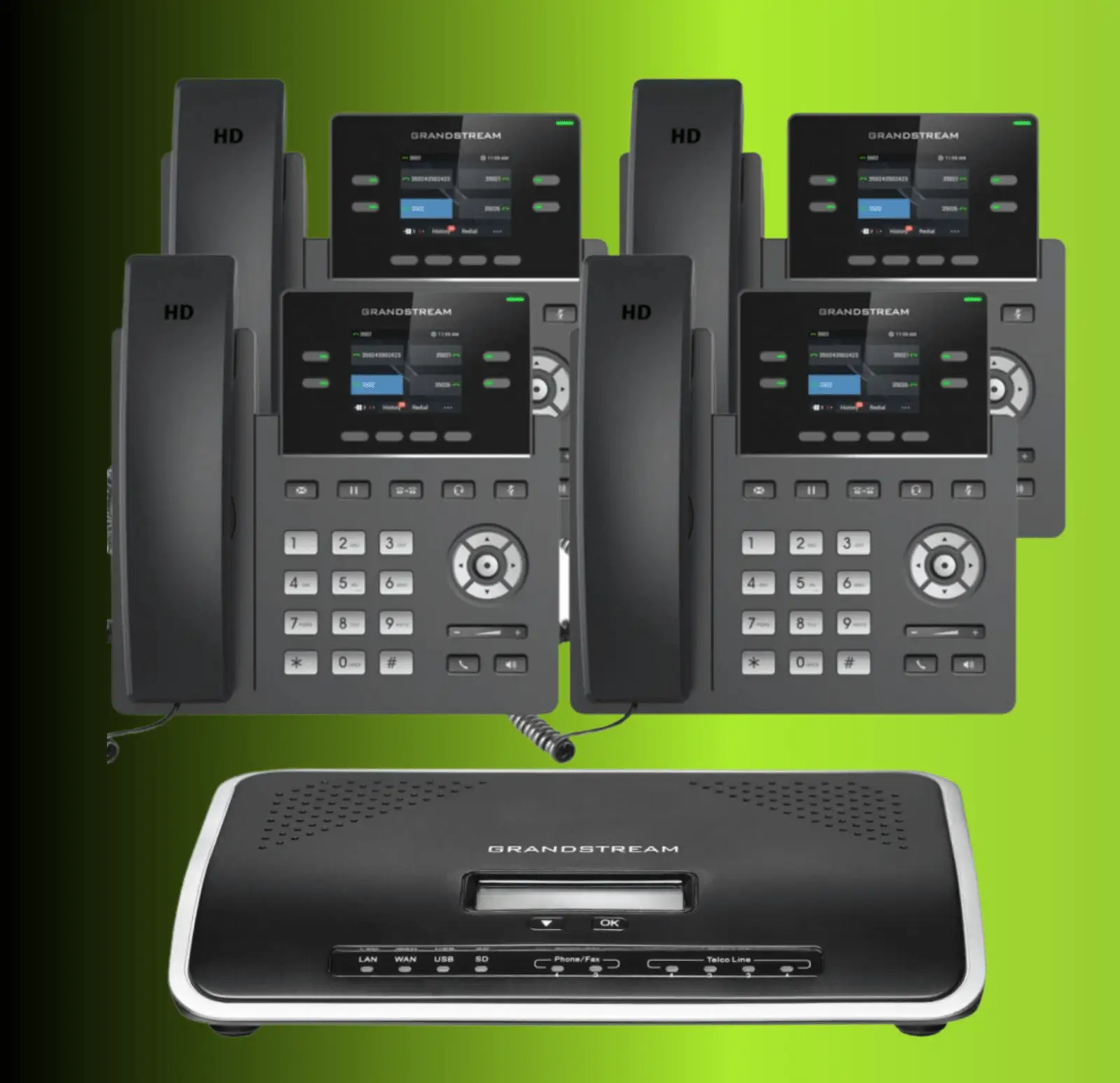 Grandstream IP phones with base station.